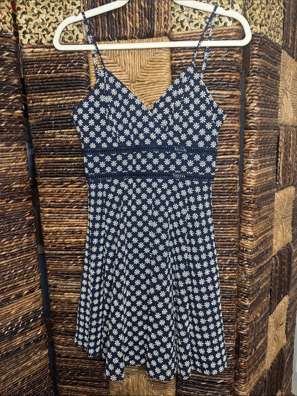 Trixxi Navy and White Floral Spaghetti Strap Mini Dress
